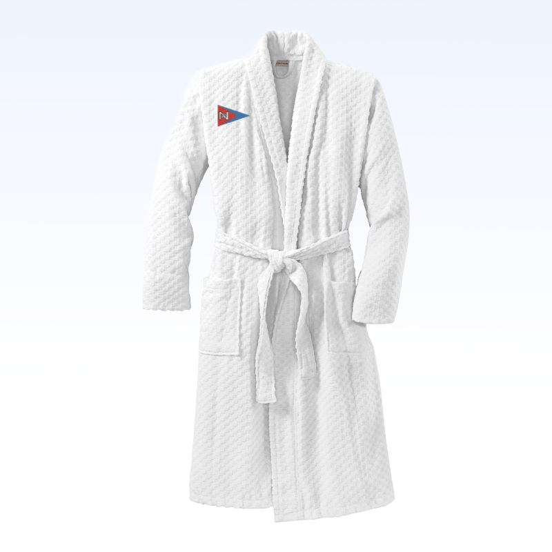 CHECKERED TERRY SHAWL COLLAR BATHROBE